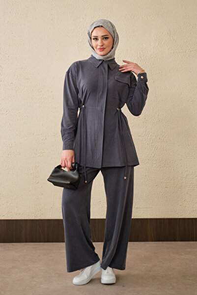 LOCCO Women's Adjustable Waist Single Pocket Suit Anthracite