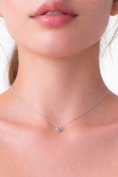 ATALYA ACCESSORY Çift Kalp Figürlü Minimal Çelik Kolye – Taşlı Zarif Kadın Kolye
