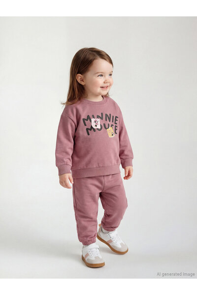 LC Waikiki Set hanorac și trening pentru fetițe cu imprimeu Minnie Mouse