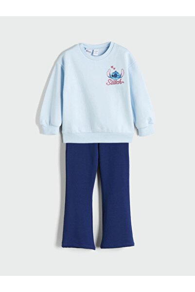 LC Waikiki Set de 2 piese pentru fete: Hanorac imprimat cu Stitch și colanți