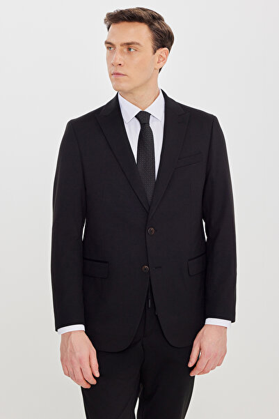 ALTINYILDIZ CLASSICS Men's Black Slim Fit Swallow Collar Suit with Tieable Waist and Side Pockets