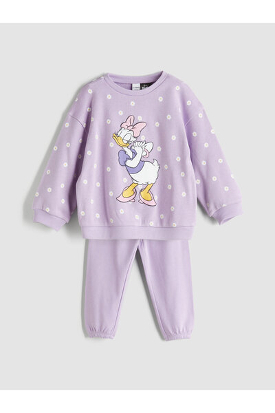 LC Waikiki Set pentru fete cu guler rotund și imprimeu Daisy Duck