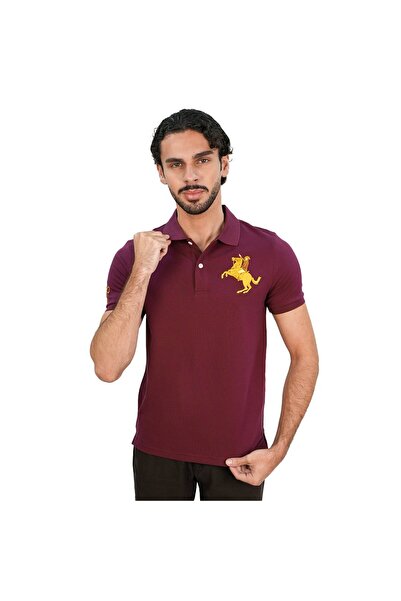 Giordano قميص بولو رجالي ضيق من قماش البيكيه مع تطريز نابليون