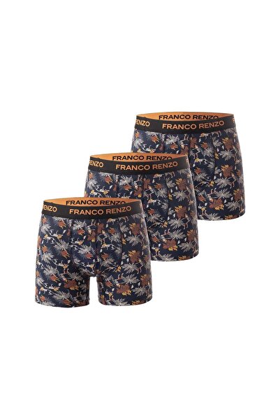 FRANCO RENZO Σετ 3 ανδρικών μποξεράκια από βαμβάκι και λύκρα με στάμπα