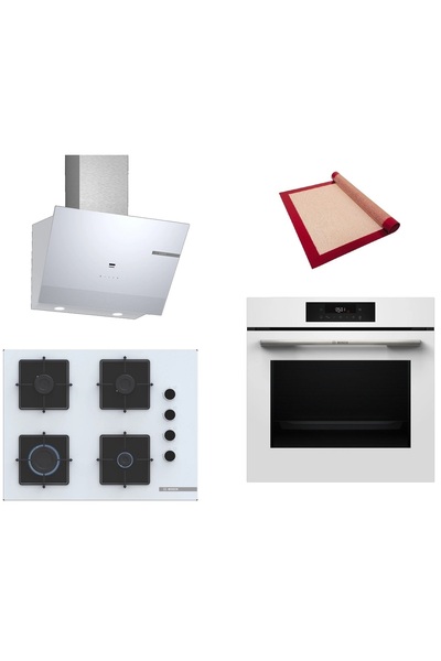 Bosch Beyaz 3 lü Ankastre Set ( HJG852YW0T - POP7C2P31O - DWK67PJ20T ) 3D Fry...