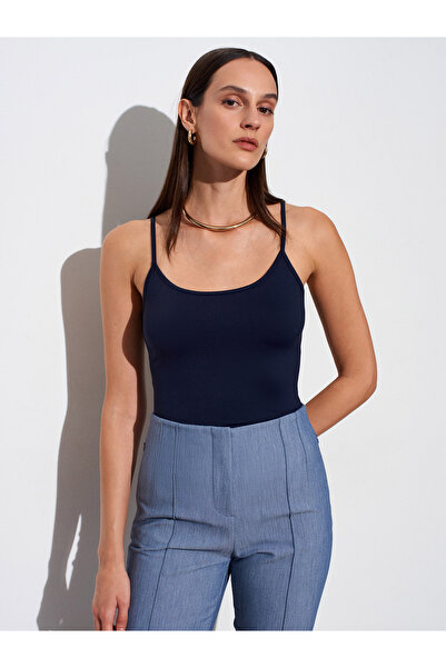 Dilvin 20901 Λεπτό Μπλουζάκι με Τιράντες - Σκούρο Μπλε