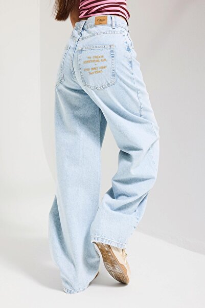 it's basic Γυναικείο τζιν παντελόνι Ice 4s6-3 Balloon Fit με κέντημα στην τσέ...