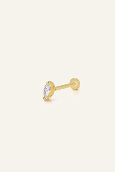 AJA Senariva White Markiz Kesim Tek Taşlı Altın Tragus Kulak Piercing