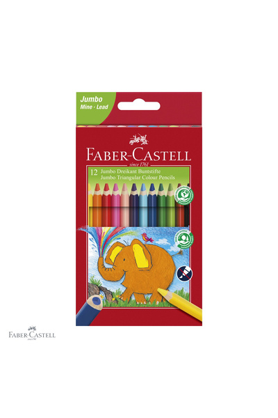 Faber Castell Set de 12 creioane colorate triunghiulare Jumbo de la Faber-Cas...