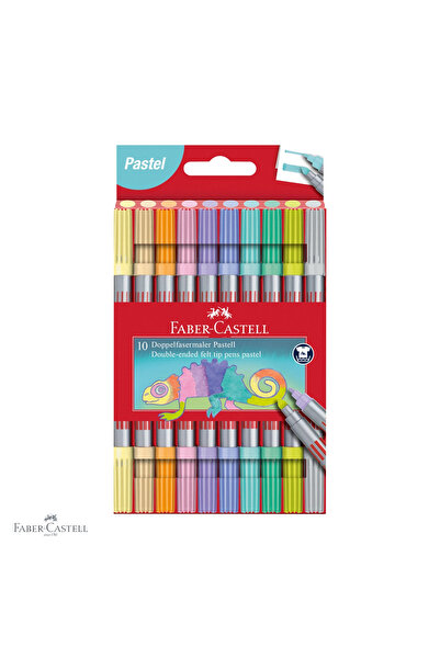 Faber Castell Set de 10 markere pastel Faber-Castell cu 2 vârfuri, cerneală p...