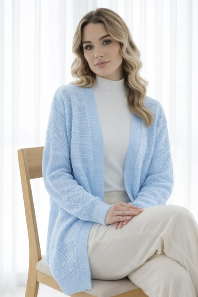 benguen Καλοκαιρινή Βαμβακερή Ζακέτα R7203 Baby Blue