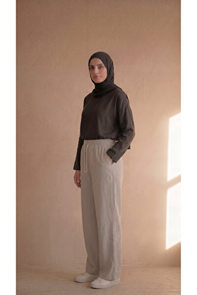 zazzia Women's Linen Muslin Palazzo No-Show Pants