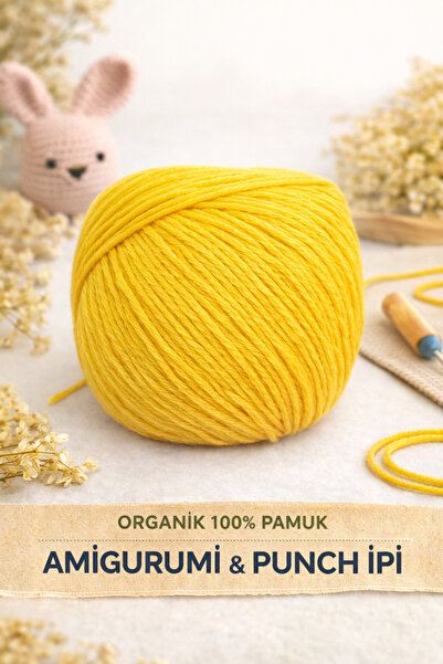 HERALDİS %100 Organik Pamuk Amigurumi & Punch İpi – Yumuşak Dokulu El Örgü İp...