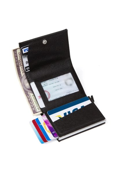 Eliza Women's Mechanized Card Holder and Wallet - Black