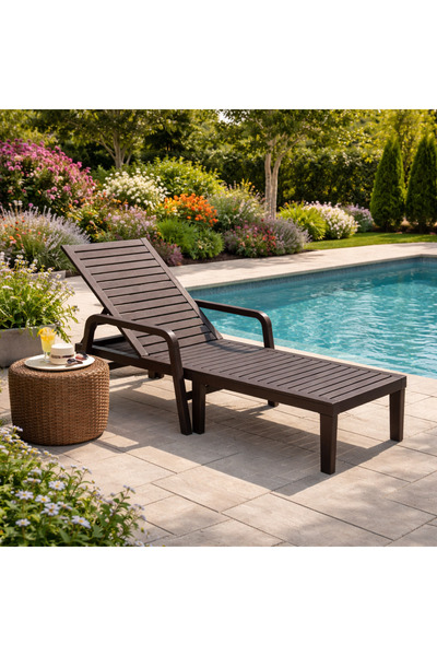 Selgot Garden Lounger, Size 192X66X33cm, Dark Brown Color