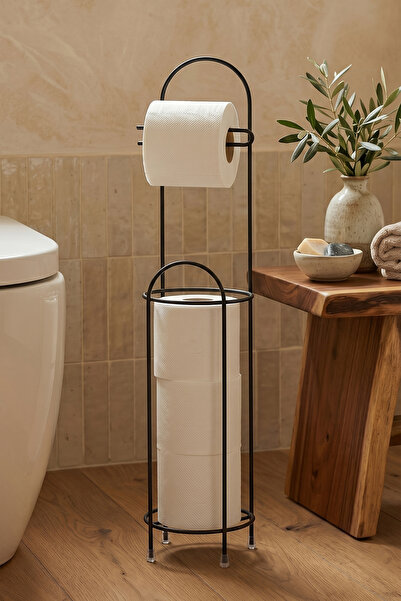 Luxury Thermoplastic Coating Toilet Paper Holder With Redundant Bathroom Organizer Shelf Legs
