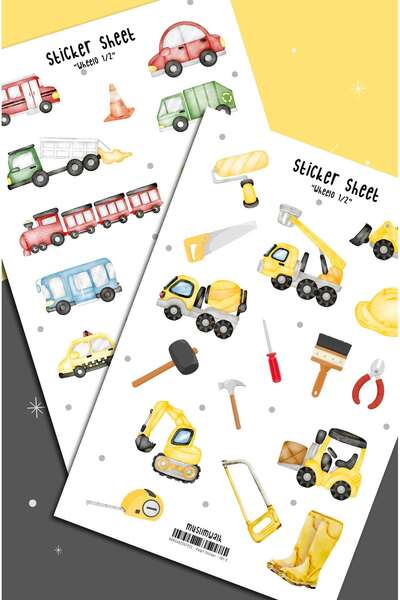 MuslimWalk Wheelo – 2’li Taşıtlar & İnşaat Sticker Seti #181