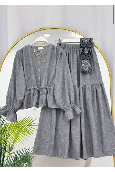 modasindoma Λινό BELİ B Με σούρες ΣΕΤ ΜΕ ΦΟΥΣΤΑ