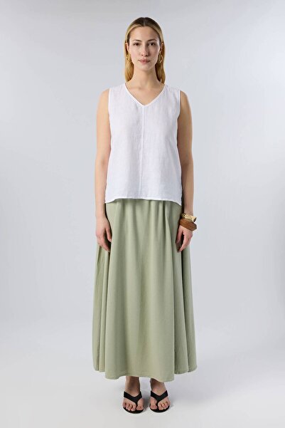 V-Neck Sleeveless Linen Women's Blouse White