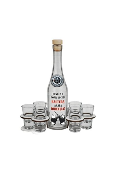 LimArt Set cadou busolă personalizată pentru petrecere: Sticlă de 350ml, 6 pa...