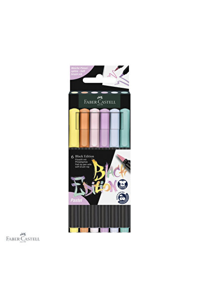 Faber Castell Set de 6 markere tip pensulă Faber-Castell Black Edition, culor...