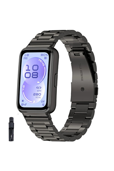 İncisoft Huawei Band 11 / Band 11 Pro Uyumlu Ayarlanabilir Paslanmaz Çelik Me...