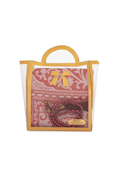 Hayrat Neşriyat Tesbih + Prayer Rug Gift Set (with Acetate Bag, Burgundy)