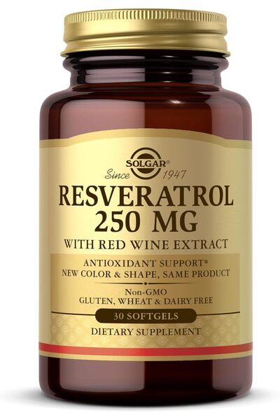 Solgar Resveratrol 250 mg with Red Wine Extract - 30 Softgels - Antioxidant S...