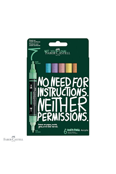 Faber Castell Set de 6 markere acrilice Faber-Castell Multimark, culori paste...