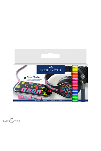 Faber Castell Set de 6 markere creative neon Faber-Castell, vârf de 1,5 mm, p...