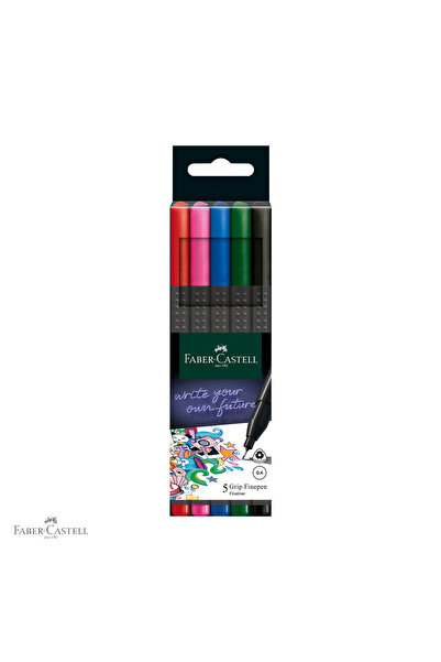 Faber Castell Set de 5 pixuri Faber-Castell Basic Grip, mine de 0.4mm, vârf f...