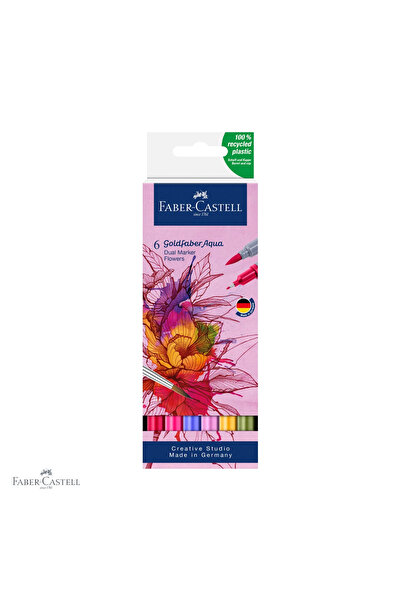 Faber Castell Set de 6 markere solubile în apă Faber-Castell Goldfaber, cu do...