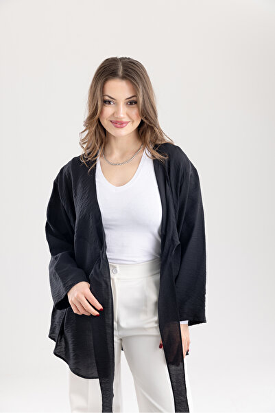 TUĞBA ERGÜL Γυναικείο Βασικό Κιμονό-Πουκάμισο με Ζώνη στο Μπροστινό Μέρος