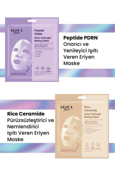 Dermal Pirinç ve Peptid Glow Nemlendirici Onarıcı Eriyen Maske Seti Kore Mask...