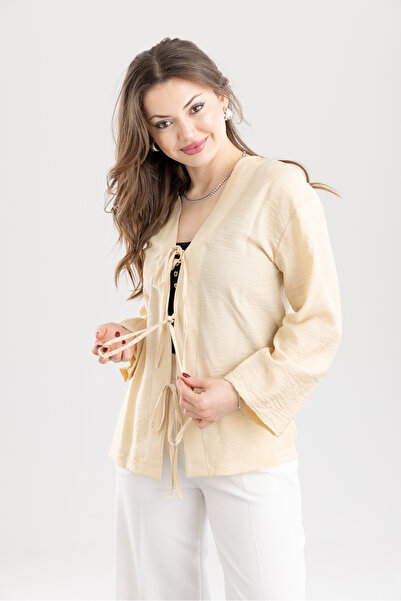 TUĞBA ERGÜL Γυναικείο κιμονό με δέσιμο μπροστά και κορδόνια