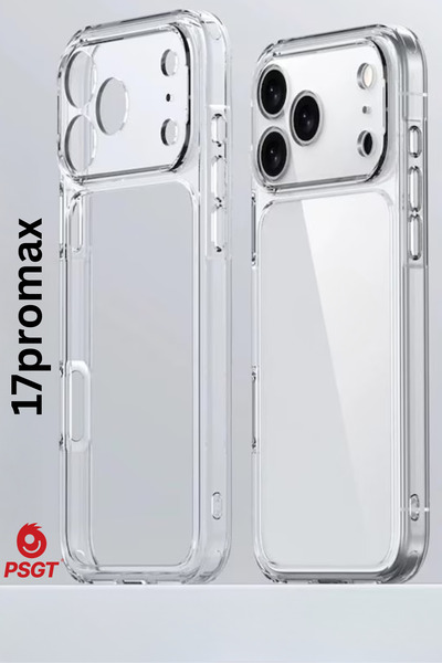 PSGT iPhone 17 Pro Max Lens korumalı Kılıf Şeffaf Darbe Emici