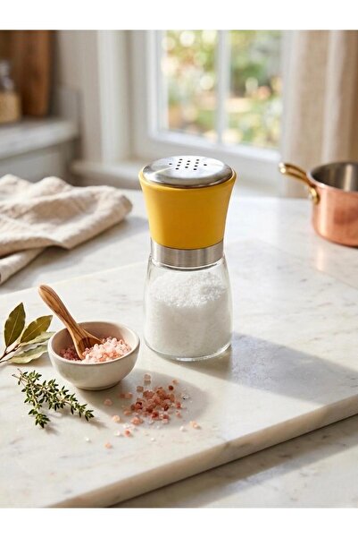 cook&kitchen وعاء توابل زجاجي أصفر اللون