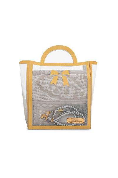 Hayrat Neşriyat Tesbih + Prayer Rug Gift Set (with Acetate Bag, Gray)
