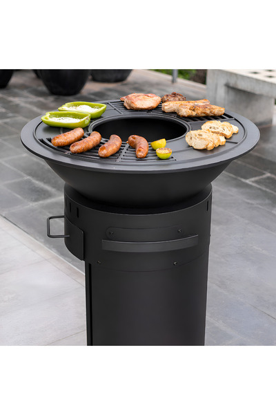 PALU Döküm Ateş Çukuru Barbekü | Kömürlü BBQ Grill, Bahçe & Teras Şömine, Büyük Çap Mangal, Açık Hava Isıtıcı & Pişirme Ünitesi