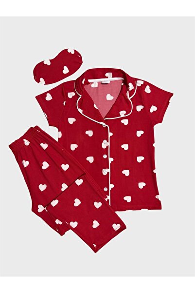 ALİŞ KİDS Σετ πιτζάμες για μητέρα και κόρη από βαμβακερό ύφασμα με κόκκινο σχ...