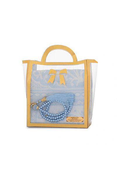 Hayrat Neşriyat Tesbih + Prayer Rug Gift Set (with Acetate Bag, Blue)