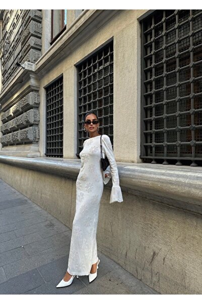 LOKADI Πλεκτό φόρεμα με κέντημα Daisy - Μακρύ βραδινό φόρεμα μάξι με ανοιχτή ...