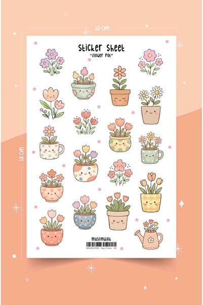 MuslimWalk Flower Pot – Saksıda Çiçekler Sticker Seti #193