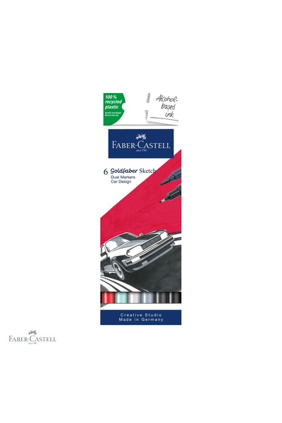 Faber Castell Set de 6 markere Faber-Castell Goldfaber cu vârf dublu, cu cern...