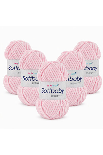 Ladylana SoftBaby (Βελούδινο) Νήμα για πλέξιμο στο χέρι (5 Γιουμάκ) 520 ΡΟΖ Π...
