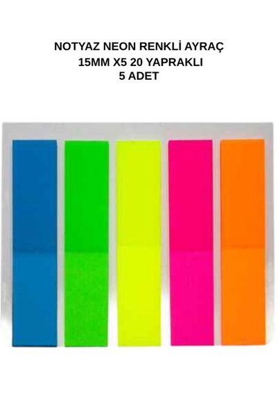 Dağtaş Kırtasiye Notyaz neon obojene oznake 20 listova 15mm x 5 – obojeni pap...