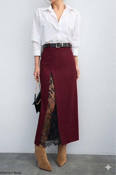 sinemkivanc co Δαντελένια φούστα με σχισμή