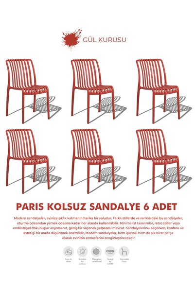 Daim Plastik PARİS | 6 ADET KOLSUZ LUX CAFE & RESTAURANT SANDALYESİ