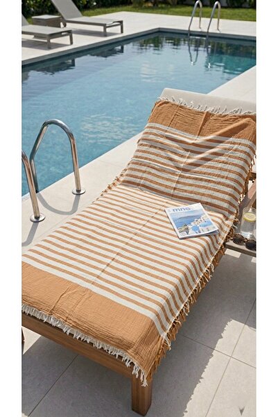 Mujo Home Collection Πετσέτα μπάνιου/παραλίας 2 στρώσεων από μουσελίνα - Πεστ...