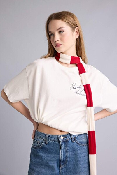 DeFacto Μπλουζάκι με στάμπα στην πλάτη, oversized H7782AX26SM